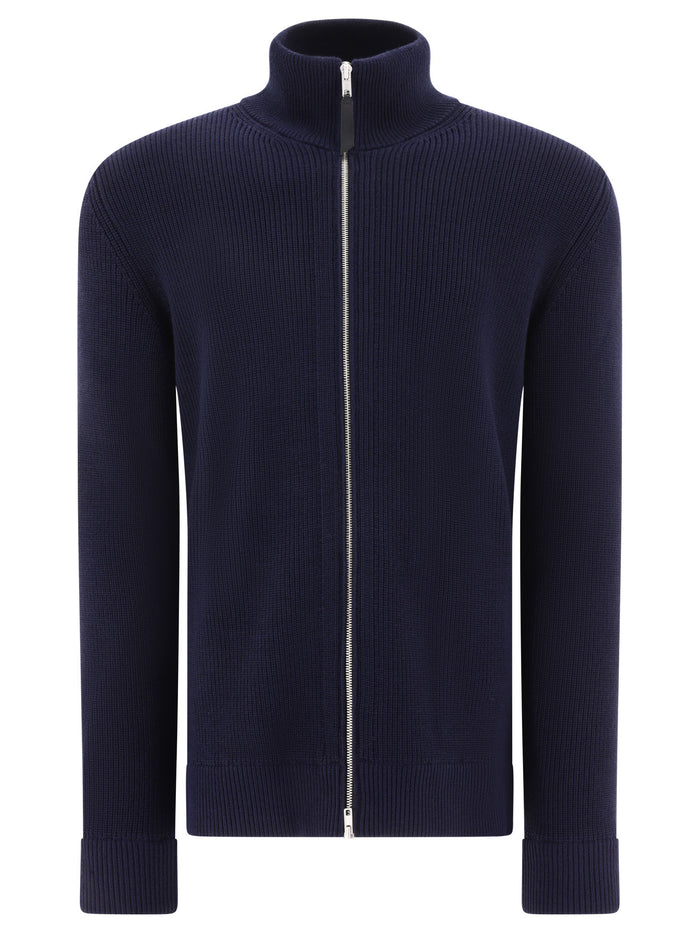 Maison Margiela Blue Cotton Wool Cotton And Wool Zippered Malgione