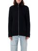 Maison Margiela Zipup Knit Cardigan In Black Cotton And Wool