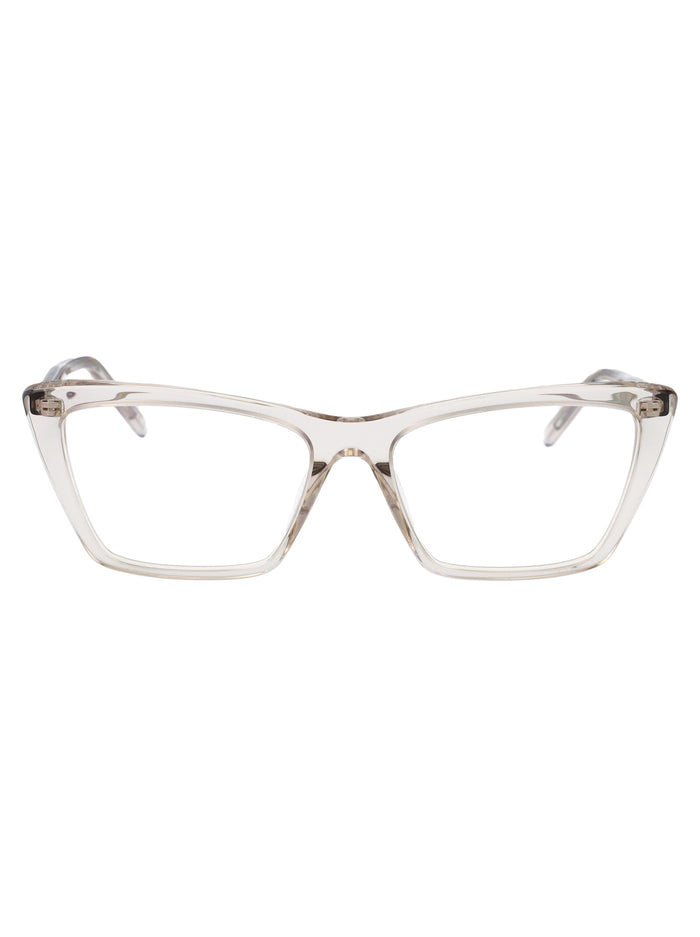 Saint Laurent Beige-Beige-Transparent Acetate Glasses