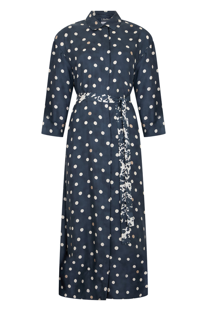 S Max Mara Long Silk Dress With Polka Dots