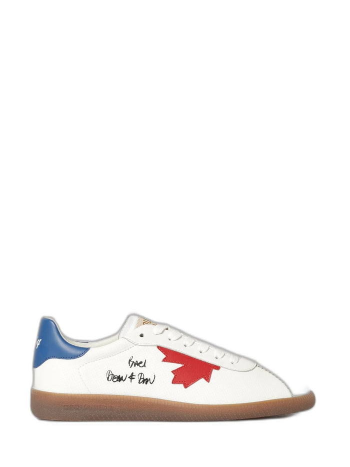 Dsquared2 White Goat Calf Leather Polyamide Flat Shoes