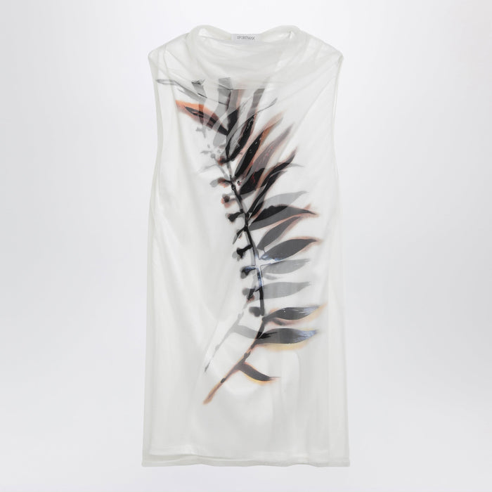 Sportmax White Double-Layer Dress In Satin And Tulle