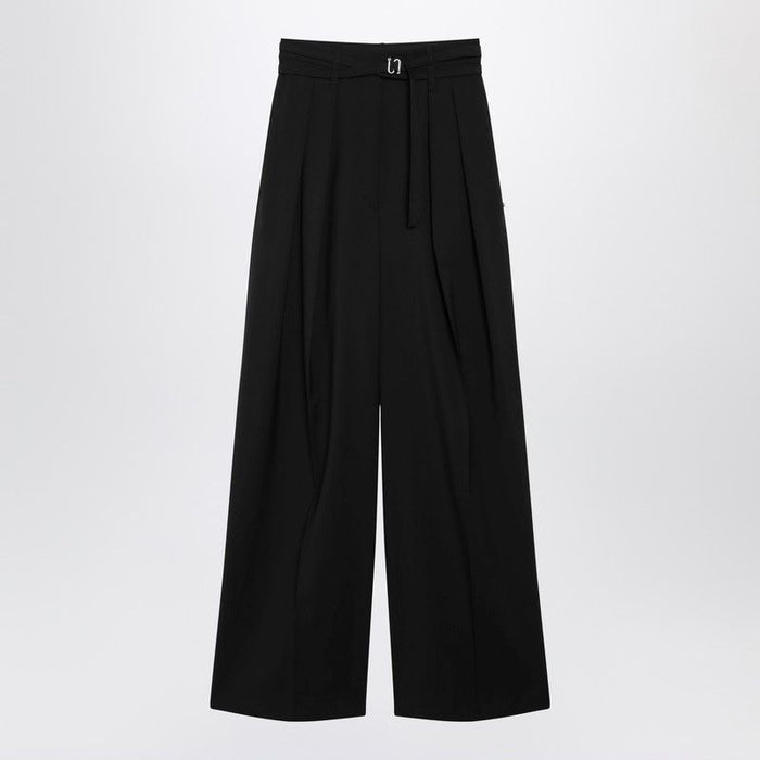 Max Mara Sportmax Black Wideleg Stretchwool Trousers