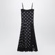 Max Mara Sportmax Long Polkadot Silk Dress With Lace In Black