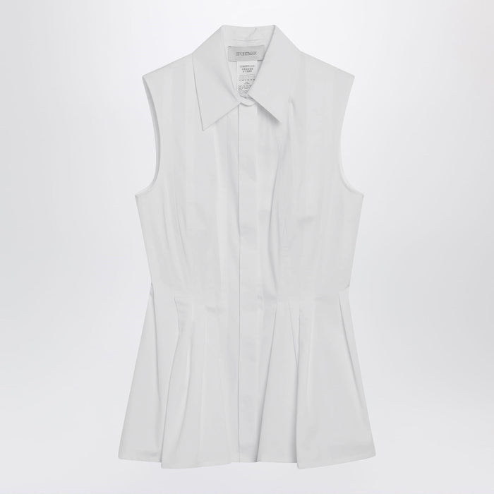 Sportmax Sleeveless Shirt In Optical White Cotton Canvas
