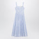 Max Mara Sportmax Long Striped Cotton Poplin Dress In Light Blue