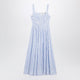 Sportmax Long Striped Cotton Poplin Dress In Light Blue
