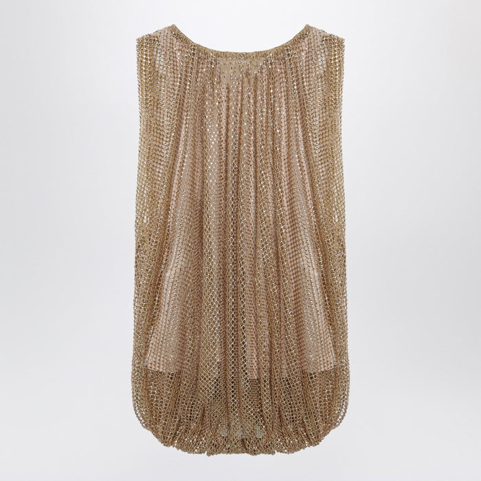 Sportmax Camel Mesh Top With Crystals