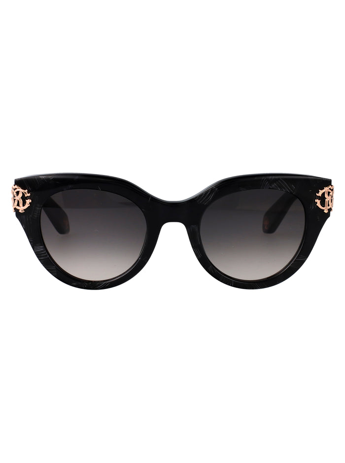 Roberto Cavalli Nero Con Aste Bianche Acetate Sunglasses