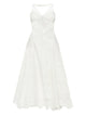 Self-Portrait White Strap Dress With Leaf Embroidery