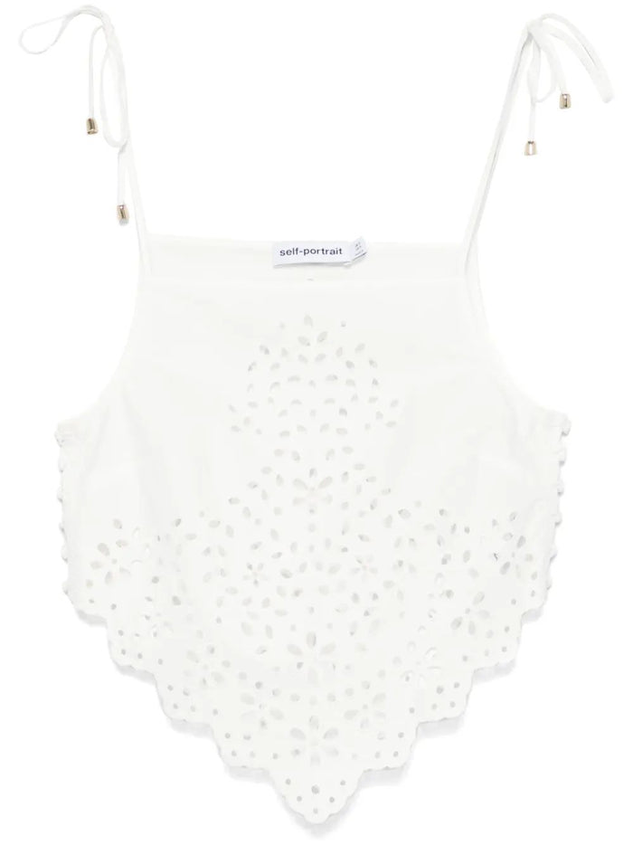 Self-Portrait Embroidered Cotton Top