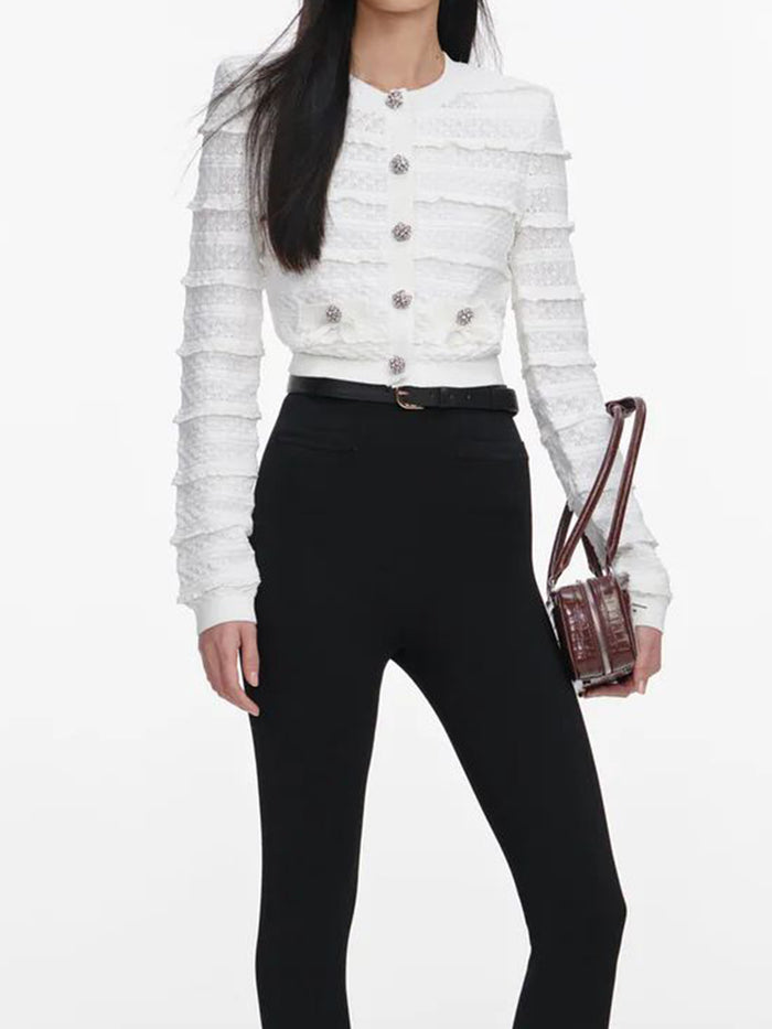 Self-Portrait Self-Portrait Pointelle Knit Cardigan