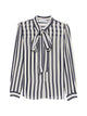 Self-Portrait Stripe Tie Neck Blouse