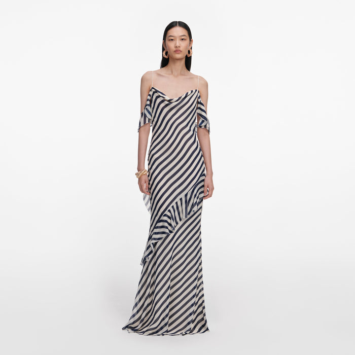 Self-Portrait Stripe Georgette Maxi Dress