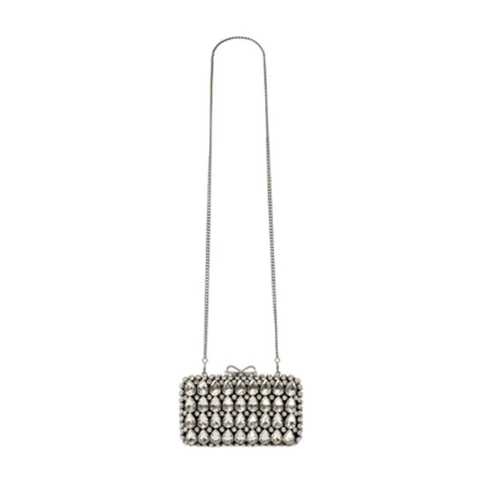 Self-Portrait Crystal Clutch -  - Satin - Black