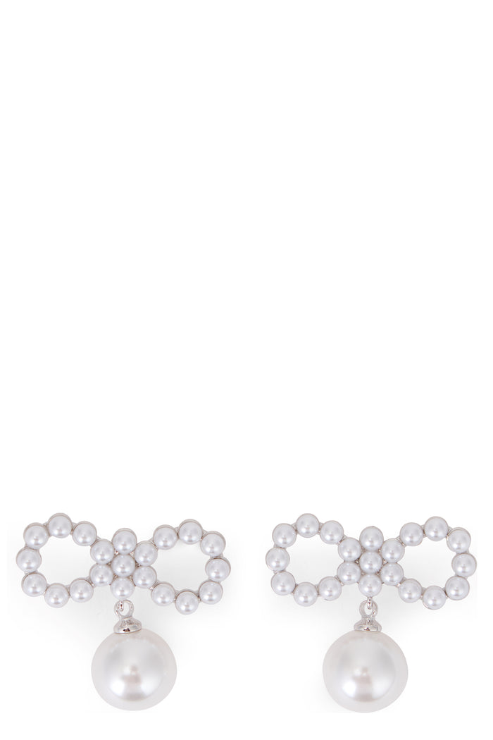 Self-Portrait Earrings With Bow And Pearl