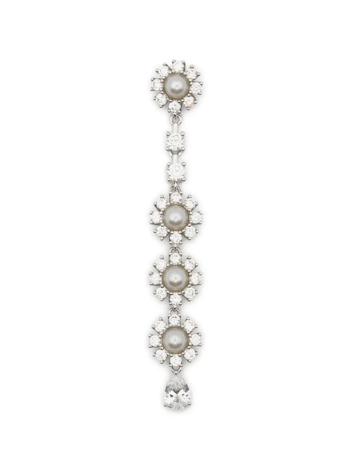 Self-Portrait Crystal Pearl Tiered Drop Earrings