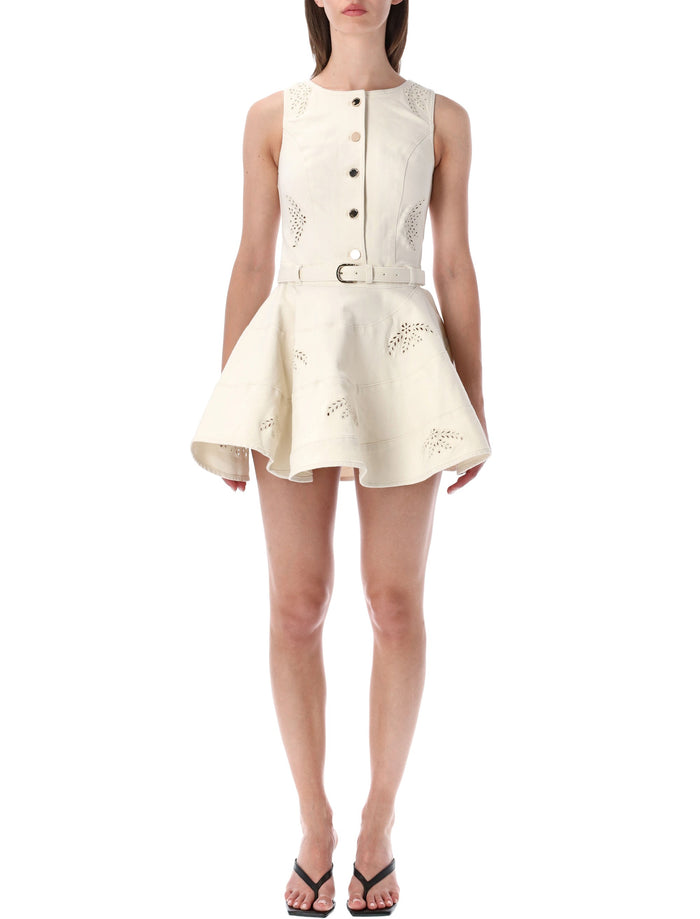 Self-Portrait Self-Portrait Broderie Denim Mini Dress