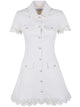 Self-Portrait Cream Broderie Denim Mini Dress