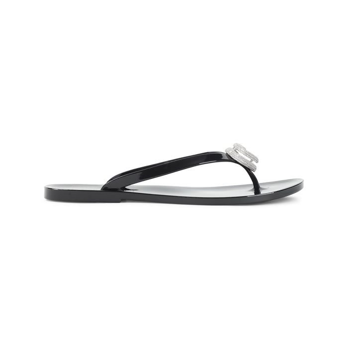 Mach & Mach Black Double Heart Pvc Sandals