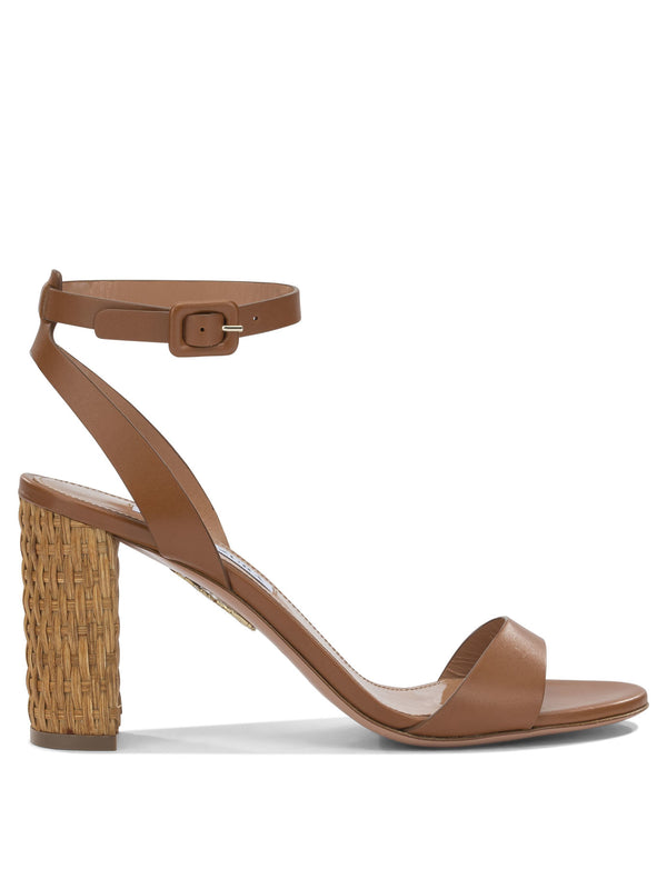 Aquazzura Sunseeker 85Mm Brown Calf Leather Sandals