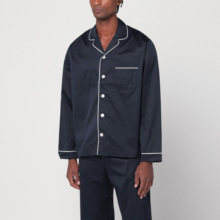 Tekla  Blue/White Pyjama Shirt