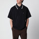 Needles Black Piqué Polo Shirt With Embroidered Butterfly
