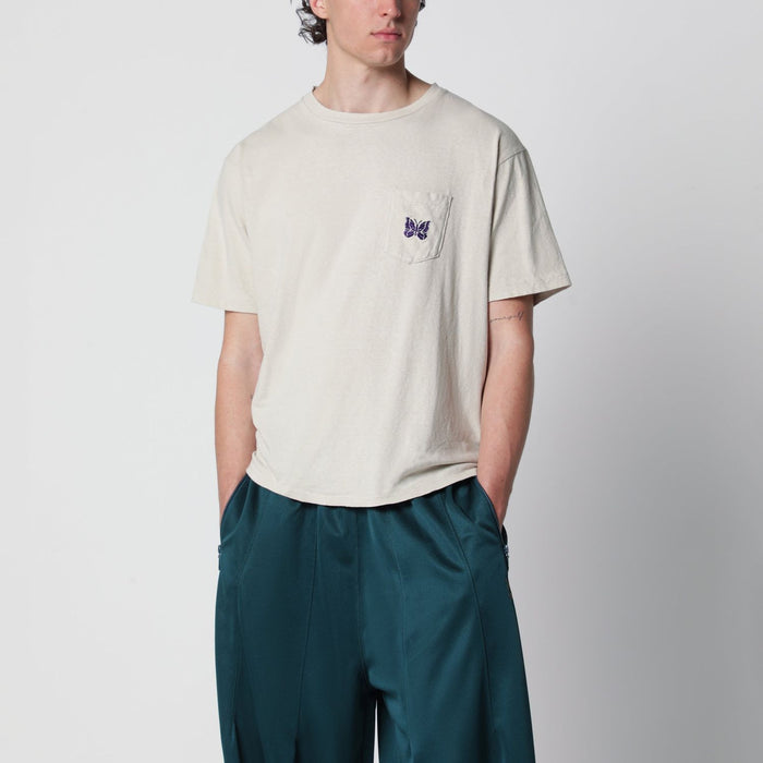 Needles Beige Cotton Tshirt With Embroidery