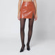 The Andamane  Leather-Effect Mini Skirt In Tan