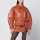 The Andamane  Tan Leather-Effect Belted Jacket