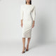 The Andamane Milk White Midi Dress With Rounded Shoulders