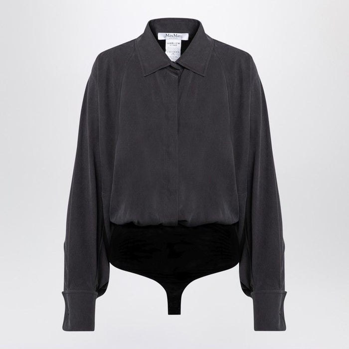 Max Mara  Anthracite Grey Silk Body Shirt