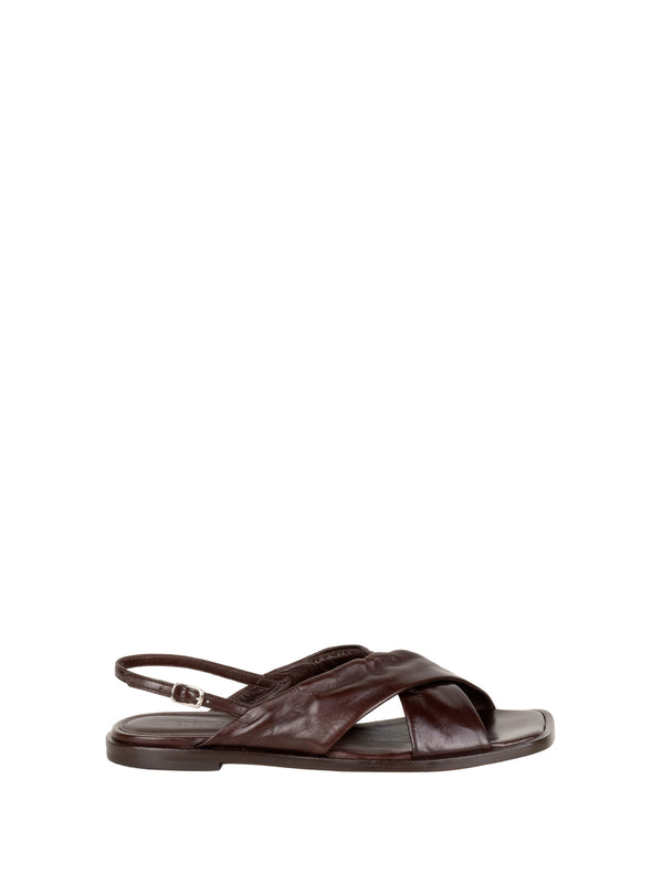 Guglielmo Rotta Tibs Crisscross Flat Sandals Brown
