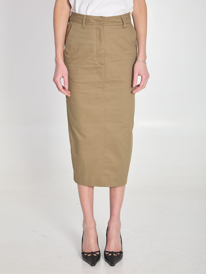 The Latest Cognac Cotton Pencil Skirt