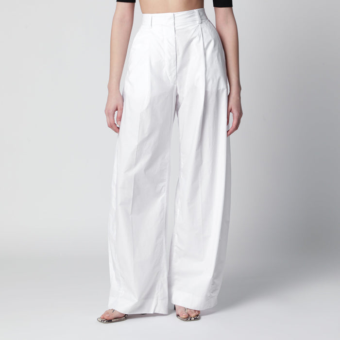 The Latest Axel Pleated Wideleg Cotton Trousers In White