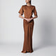 The Andamane Long Iris Dress In Bronze With Gathered Waist