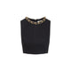 Elisabetta Franchi Black Linen Top With Chain