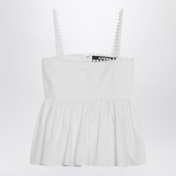 Jacquemus White Traversin Top With Ruffle