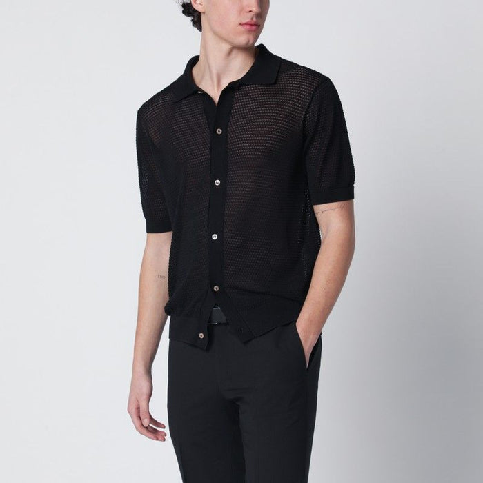 Tagliatore Black Openwork Cotton Cardigan