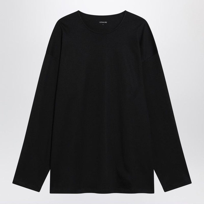 Lemaire Black Cotton And Silk Interlock Tshirt