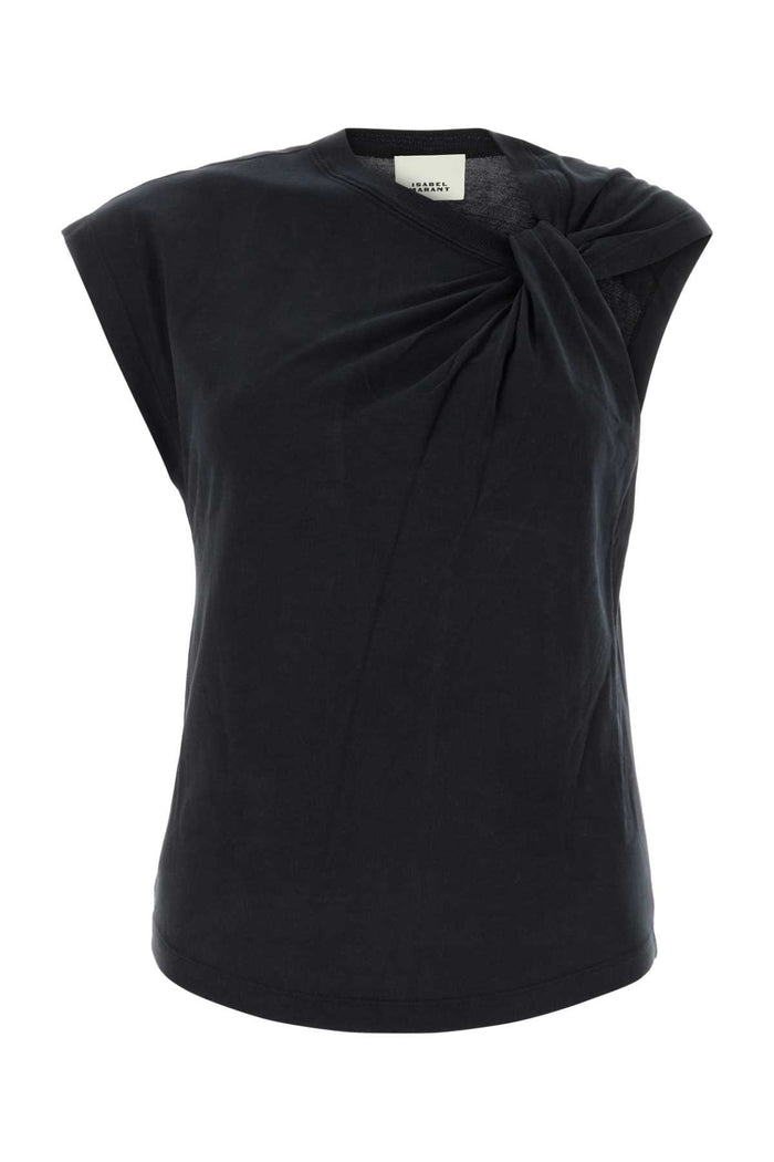 Isabel Marant Black Nayda Sleeveless T-Shirt Knot Detail