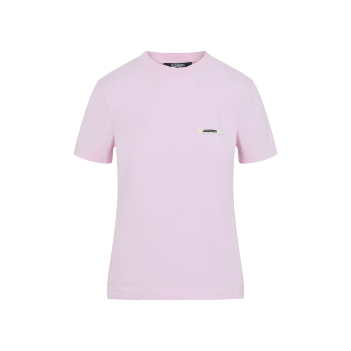 Jacquemus Pink Ss T-Shirt Black Logo Patch