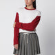 Guest In Residence Baseball Oversized Crew Sweater In Cream/Carmine Red Cashmere