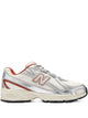New Balance White Orange Synthetic Mesh Sneakers