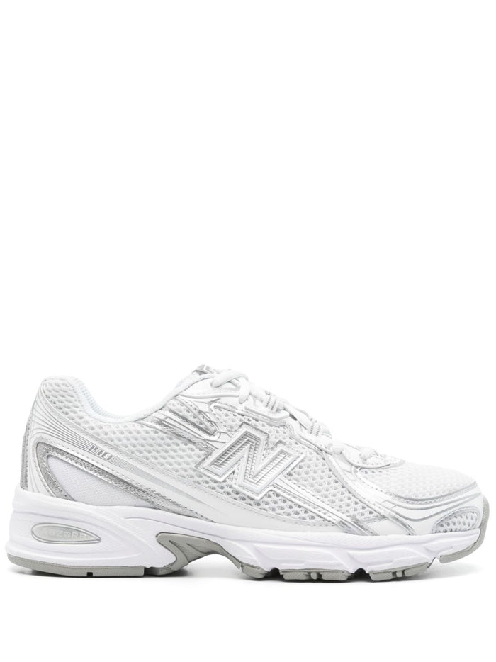 New Balance White Synthetic Mesh Sneakers