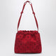 Manu Atelier Romy Perforated Red Suede Pouch