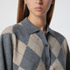 Róhe Grey Polo With Beige Argyle Pattern In Wool Blend