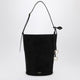 Alaia Hip Bucket Large Bag In Black Suede Leather