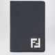 Fendi Dark Blue Leather And Ff Canvas Card Holder