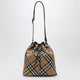 Burberry Medium Beige Bucket Bag With Check Pattern
